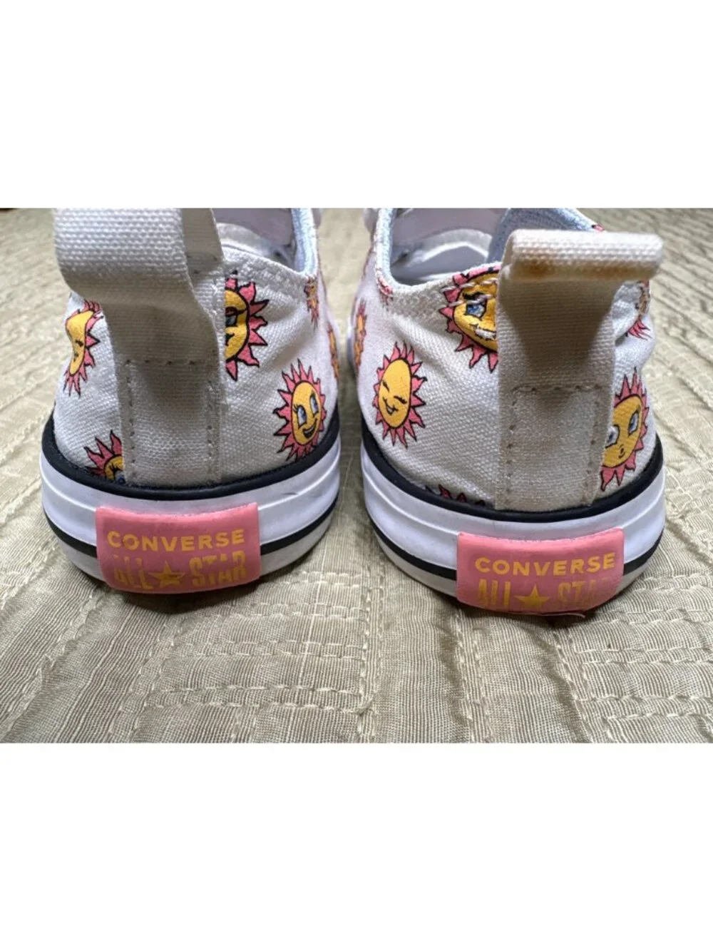 Child 7 Converse All Star Low Top Sun Print Velcro Unisex Sneakers